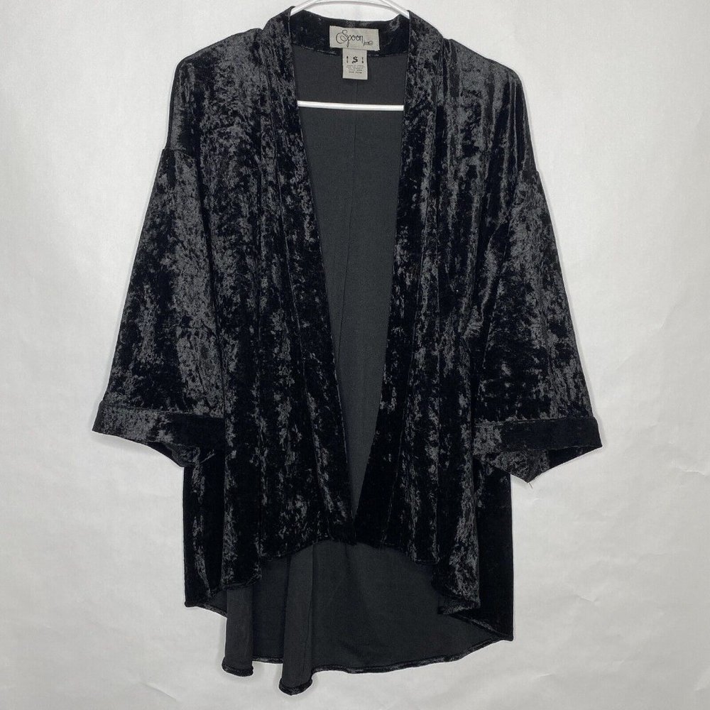 Spoon Jeans Kimono Women S Black Velvet Open Front Style 6554